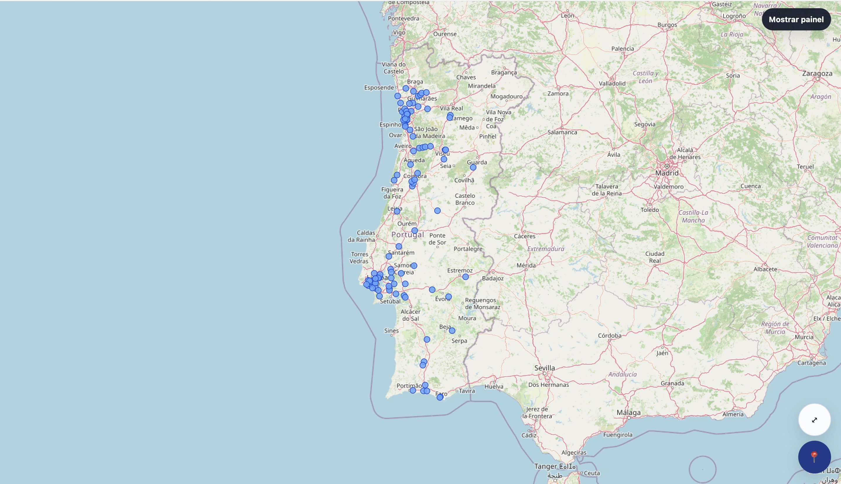 Mapa de radares fixos de velocidade em Portugal